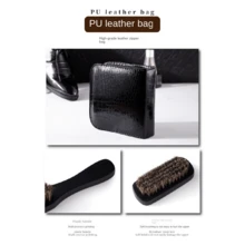 【商業用8入套裝】酒店皮鞋擦亮套裝,包含柔軟毛刷馬毛刷、油刷、擦亮工具,附柔軟黑色鞋刷 - 黑色 - 查看 8