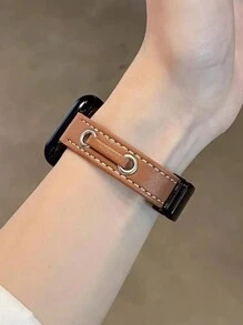 1入組通用真皮蘋果手錶錶帶，折疊式磁性閉合錶帶，適用於蘋果手錶38/40/41/42/44/45/49mm蘋果手錶系列Ultra/Se/9/8/7/6/5/4/3/2/1 - 棕色 - 查看 2