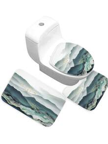 1pc Digital Printed Shower Curtain Or Floor Mat With Plants, Flowers & Butterflies Pattern - Color - View 5