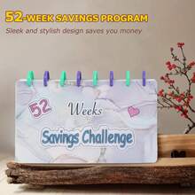 Budget Planner Binder, Reusable Savings Tracker With Cash Envelops - Pink, 52 Weeks Money Challenge - Type a #001 - View 1