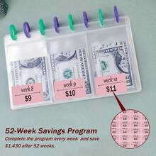 Budget Planner Binder, Reusable Savings Tracker With Cash Envelops - Pink, 52 Weeks Money Challenge - Type a #001 - View 6