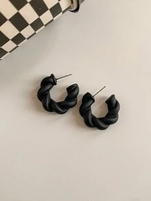 1 对个性化亚克力糖果色螺旋扭曲环耳环，适合女性日常佩戴 - J款式 - 查看 23