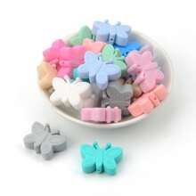 10入組矽膠中心珠,可愛的動物珠,扁平蝴蝶間隔珠,適用於筆珠首飾製作,掛繩鑰匙扣項鍊珠串製作套件 - 扁平蝴蝶珠子 - 查看 5