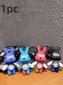 1pc Pink Banded Rabbit Key Chain Pendant Couple Bag Decoration Doll Gift Key Chain Creative Bunny Band Cool Keychain For Women With High-End Feeling For Car, Motorcycle, Chain Pendant For Bags Wristlet Keychain