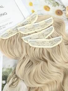 20inch Hair Extensions Clip In 4PCS Wavy Hair Extension Bleach Blonde Hair Extensions For Women - Gold - View 5