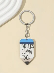 1入組時尚個性化創意教師鑰匙扣,幾何形狀筆形教師木製品牌鑰匙扣袋掛件汽車鑰匙扣配件畢業老師節新年禮物小禮品掛件,日用禮品 - 風格2 - 查看 3