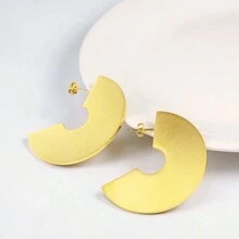 1pair Minimalist Creative Metallic Geometric Glossy Earrings - Geometric - View 2