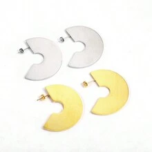 1pair Minimalist Creative Metallic Geometric Glossy Earrings - Geometric - View 3