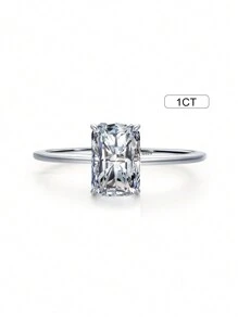 1 Miếng Thực tế 925 sterling bạc Thời trang Chói sáng 3Ct Khối Zirconia  Ngón tay Nhẫn Đối với phụ nữ Cổ điển Lễ cưới Tuyên bố Đồ trang sức Hôn ước Trang sức cô dâu - 3CT - Xem 13