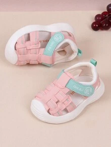 Unisex Toddlers' Closed Toe Anti-Slip Soft Sole Breathable Hook & Loop Flat Sandals For Summer - Pink - View 3