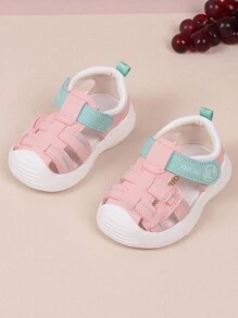 Unisex Toddlers' Closed Toe Anti-Slip Soft Sole Breathable Hook & Loop Flat Sandals For Summer - Pink - View 1