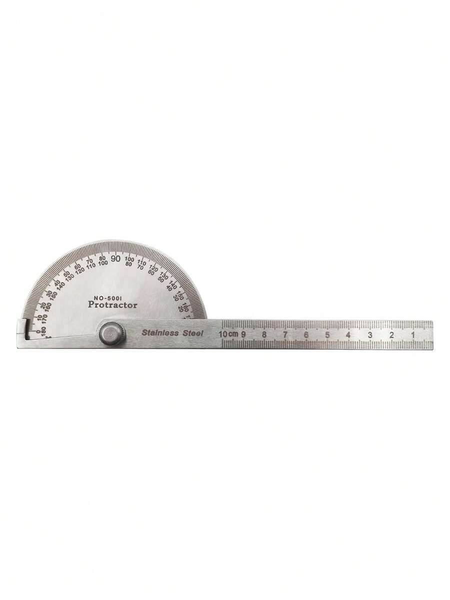 1pc 180 Digital Protractor Stainless Steel Protractor Swing Arm Protractor 180 Degree Protractor Angle Gauge Stainless Steel Protractor Ruler Round Head Protractor Goniometer - Silver - View 1