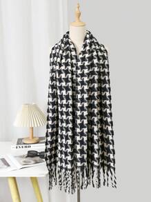 1pc Women's Soft, Warm, Skin-Friendly And Fashionable Tartan Scarf For All Seasons - Black - View 4