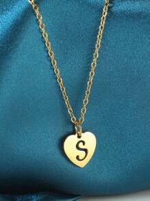 1pc Simple Stainless Steel 26 English Alphabet Pendant Necklace, Ideal Gift For Friends - Yellow Gold - View 13