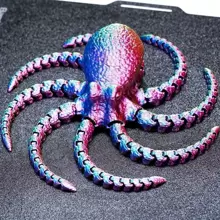 3d列印章魚裝飾,3d列印翻轉章魚,魚缸造景裝飾品 - 紅+藍 - 查看 3