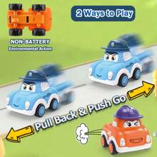 3歲男寶寶玩具車-卡通按壓式推車教育玩具,拉回和推動玩具車帶玩具收納盒和地墊,適用於幼兒 - 彩色 - 查看 5