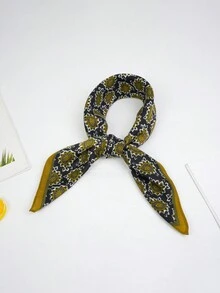 1入組印有花呢圖案的女士圍巾，65*65厘米薄格紋天鵝絨方巾，春秋時尚頸巾頭巾真絲圍巾髮箍，旅遊度假戶外防曬披肩多功能圍巾 - 彩色 - 查看 11