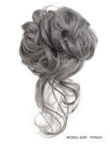 Messy Chignon Bun Hair Piece Claw Clip Curly Wavy Faux Hair Bun Tousled Updo Hair Extensions Buns Hairpieces For Women - Dark Grey - View 2