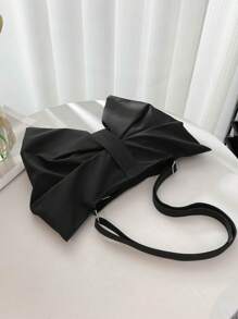 1pc Black Asymmetric Shaped Bowknot Crossbody Bag For Women, Perfect Valentine's Day Gift For Her, Bow Purse For Women, Best Valentine's Gift Choice Ever