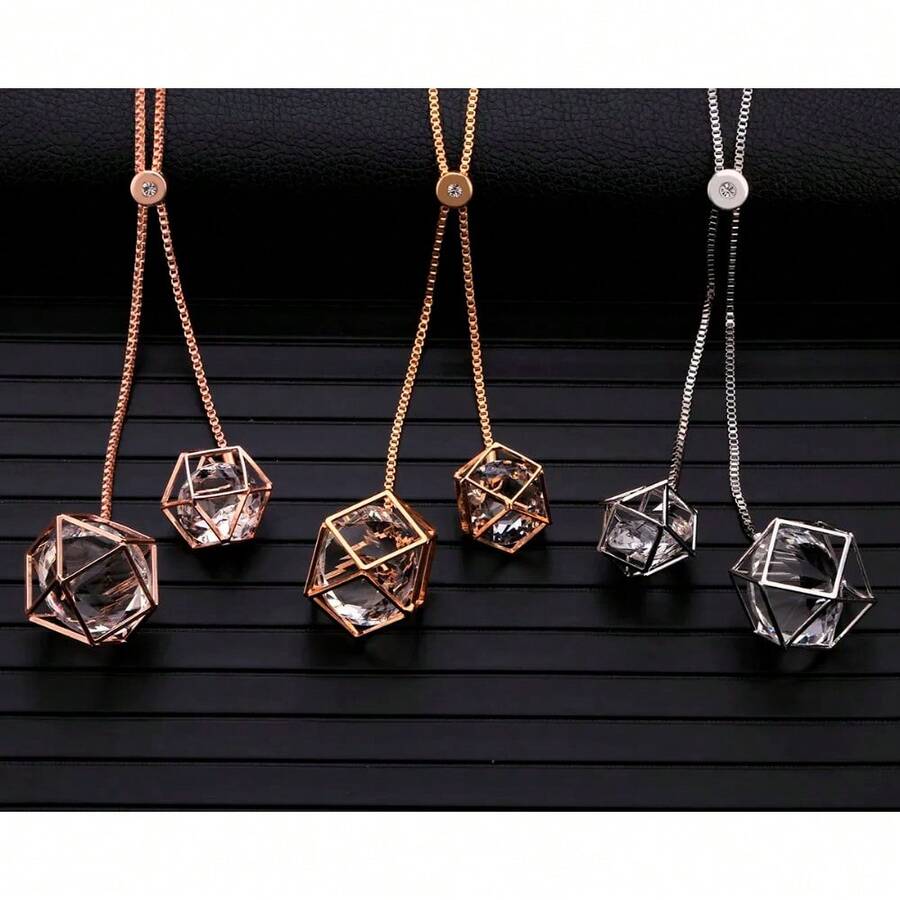 1 cái To lớn Pha lê Mặt dây chuyền hình học Dây chuyền Đối với phụ nữ Vàng bạc Màu sắc Thời trang Đồ trang sức Lễ cưới Quà tặng tiệc - mặt dây chuyền đôi - Xem 1