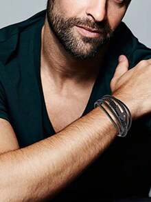 1 件男女通用十字形黑色和銀色搭扣手鍊！很棒的情人節禮物！ - 黑色 - 查看 2