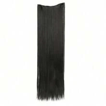 合成假发 80 厘米 5 夹式接发 耐热长直发 黑色假发片 女士自然假发 5 码 - 黑色 - 查看 5