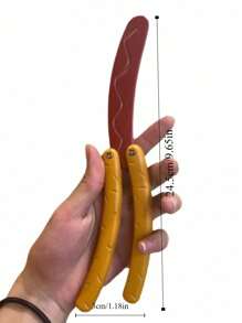 1pc Creative Hot Dog Butterfly Knife Toy, Decompression Rotating Hot Dog Cutter - Brown Hot Dog Butterfly Knife - View 2