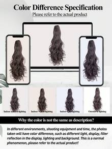 Tóc giả dài 22 inch xoăn gợn sóng đuôi ngựa tổng hợp kẹp tóc giả tóc giả kẹp tóc đuôi ngựa cho phụ nữ màu nâu sợi chịu nhiệt cao tóc đuôi ngựa tự nhiên cho phụ nữ - Màu nâu Sô-cô-la - Xem 8