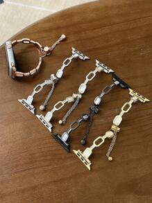 1pc O Shape Marble Pattern Watch Band Compatible With Apple Watch Ultra/Se/8/7/6/5/4/3/2/1, Fits 38/40/41/42/44/45/49mm - Black - View 3