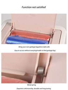 1pc Press Type Trash Can With Lid For Bathroom Or Office, Large Capacity Foot Pedal Trash Bin For Home Use - Baby Pink - View 5