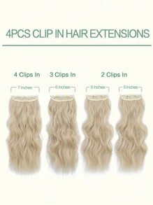 20inch Hair Extensions Clip In 4PCS Wavy Hair Extension Bleach Blonde Hair Extensions For Women - Gold - View 3