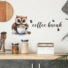 1入組色彩繽紛的咖啡猫頭鷹壁貼 - 彩色 - 查看 6