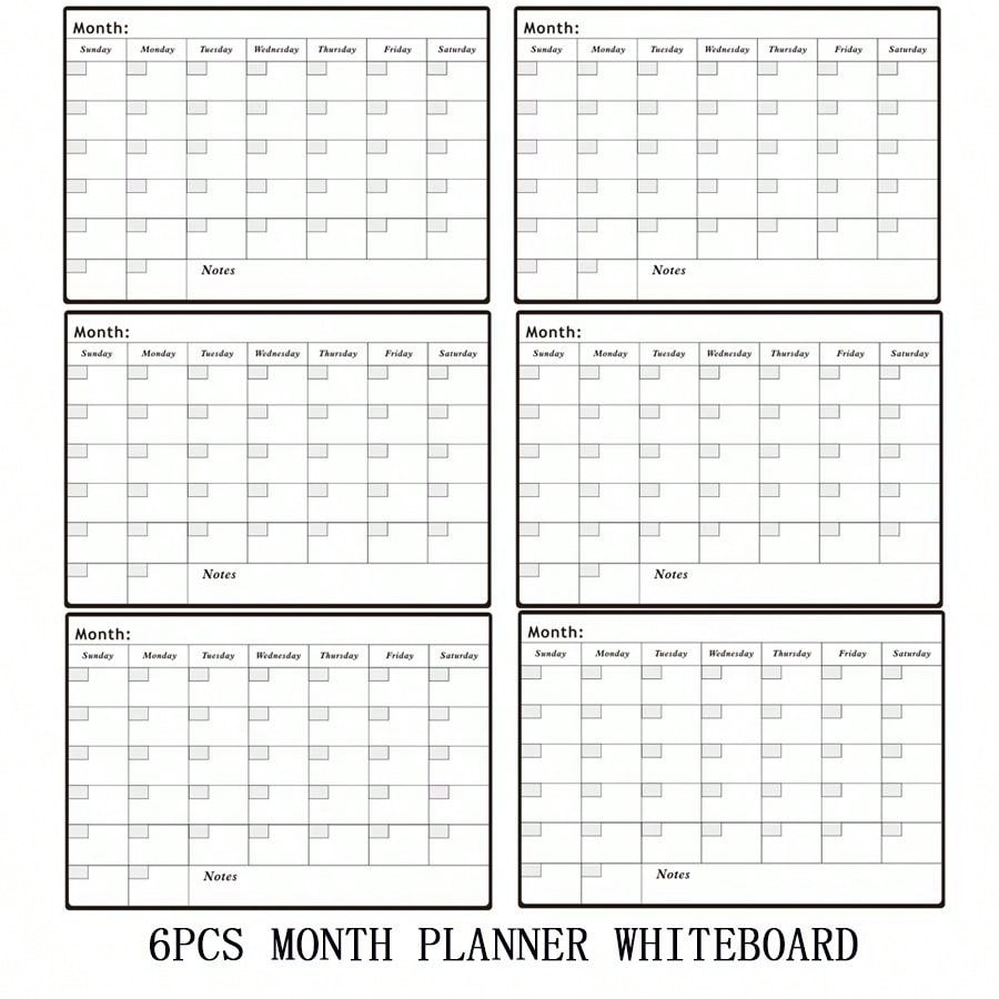6pcs fridge calendar magnetic dry erase whiteboard stickers for