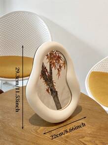 CMYD Studio 1 件不对称陶瓷装饰化妆镜，简约设计桌面装饰镜，适用于卧室/客厅，情人节的理想礼物 - 乳白 - 查看 3