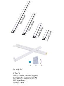 1入組led櫥櫃燈+ 1入組充電電纜+ 2入組磁性條+ 1入組手冊,超薄人體感應智能led燈,可充電的無線磁條櫥櫃,衣櫥,酒櫃 - 白色 - 查看 8