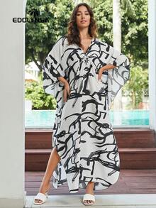 孕妇家居服 领口蝴蝶袖长袍 连衣裙 沙滩裙