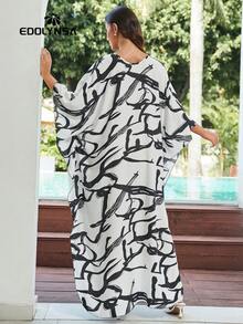 孕妇家居服 领口蝴蝶袖长袍 连衣裙 沙滩裙