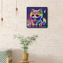 1入組5d美麗可愛的貓咪圖案鑽石畫套件,適合初學者,diy動物鑽石畫十字繡馬賽克家飾藝術禮物（7.87英寸*7.87英寸） - 彩色 - 查看 3