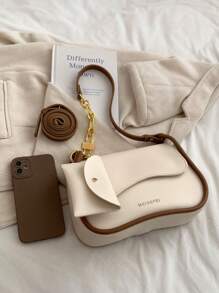 2025 新款时尚百搭女士斜挎单肩包 - 米色 - 查看 4