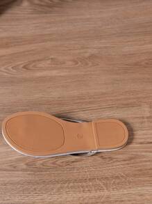 女士时尚沙滩平底人字凉鞋夏季休闲户外拖鞋 - 銀色 - 查看 7