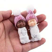 1pc Mini Lifelike Baby Doll, Newborn Finger-Size Toy Silicone Doll, PVC Ornaments, Finger Doll With Real Clothes Real Hat (Random Color) - Multicolor - View 5