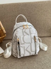 全新时尚休闲经典小号女士背包手提包 PU 牛津革多功能单肩包 - 白色 - 查看 7