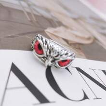 1pc Creative European And American Style Owl Shaped Ring In Punk Style Alloy Material For Women, Suitable For Daily And Party Wear - Red - View 10