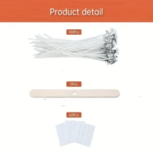 100 Pcs Candle Wicks 15cm/6in , Pre-Waxed Low Smoke Candle Making Kits With 5 Candle Wick Holders And 60 Glue Dots, For Soy Beeswax Adults Making Candles - White - View 3