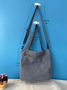 Bolso de hombro cruzado de pana con mucha capacidad, bolso de compras, bolsas de tela para estudiantes, con múltiples compartimentos, perfecto para la playa, la escuela, el trabajo y el uso diario