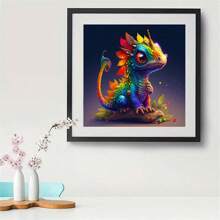 1pc 5d Colorful Lovely Small Dinosaur Pattern Diamond Painting Kit, Suitable For Beginners, Art Gift Diy Animal Diamond Embroidery Mosaic Handmade Artist Home Decor Painting (7.87in*7.87in) - Multicolor - View 5