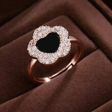 1個優雅時尚的鋯石花形戒指,適合女士 - 彩色 - 查看 17