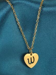 1pc Simple Stainless Steel 26 English Alphabet Pendant Necklace, Ideal Gift For Friends - Yellow Gold - View 17