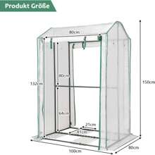 Greenhouse Balcony, Foil Greenhouse Winterproof, Tomato House Garden Greenhouse For Flowers & Plants (PE, 100 X 80 X 150 Cm) - White - View 3
