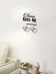 1項口號和愛心圖案牆貼 - 黑色 - 查看 5